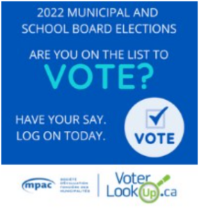 Municipal Election Day is Oct. 24