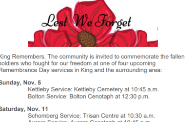 Remembrance Day Services in King